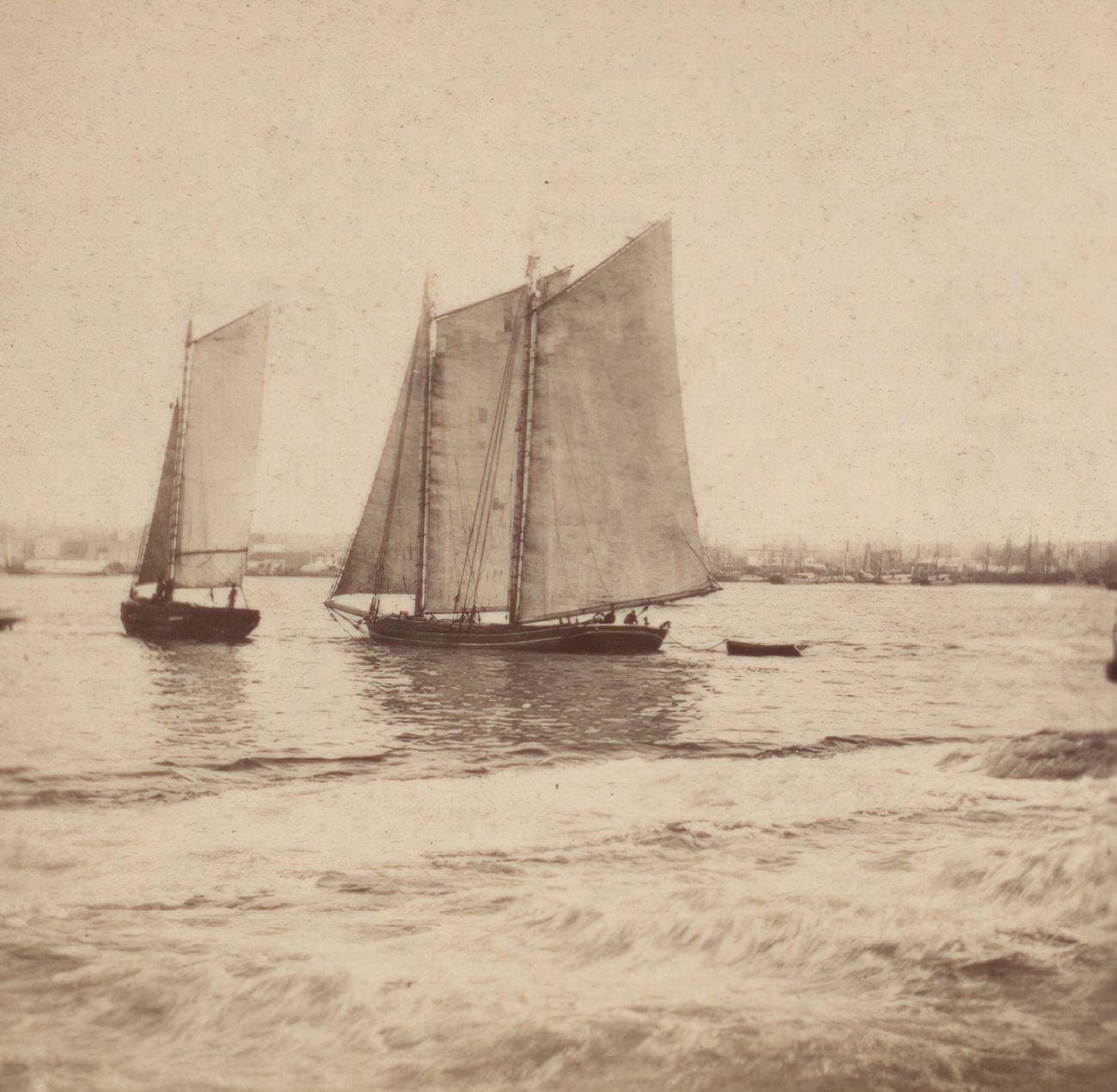 View Of South Brooklyn From Whitehall Street With Steamboat In Foreground, Brooklyn, 1860