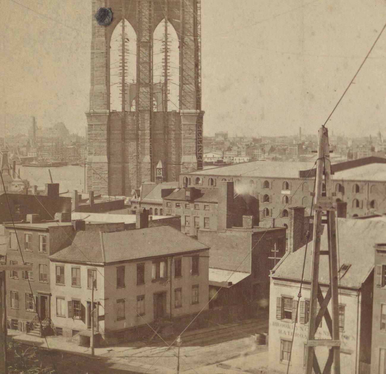Construction Of Brooklyn Bridge Tower, Brooklyn, 1874