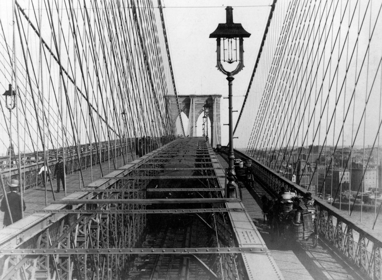 Brooklyn Bridge Overlooking New York City, Brooklyn, 1890S