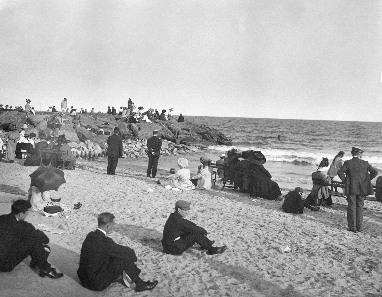 Beach On Sunday At Coney Island, Brooklyn, 1895