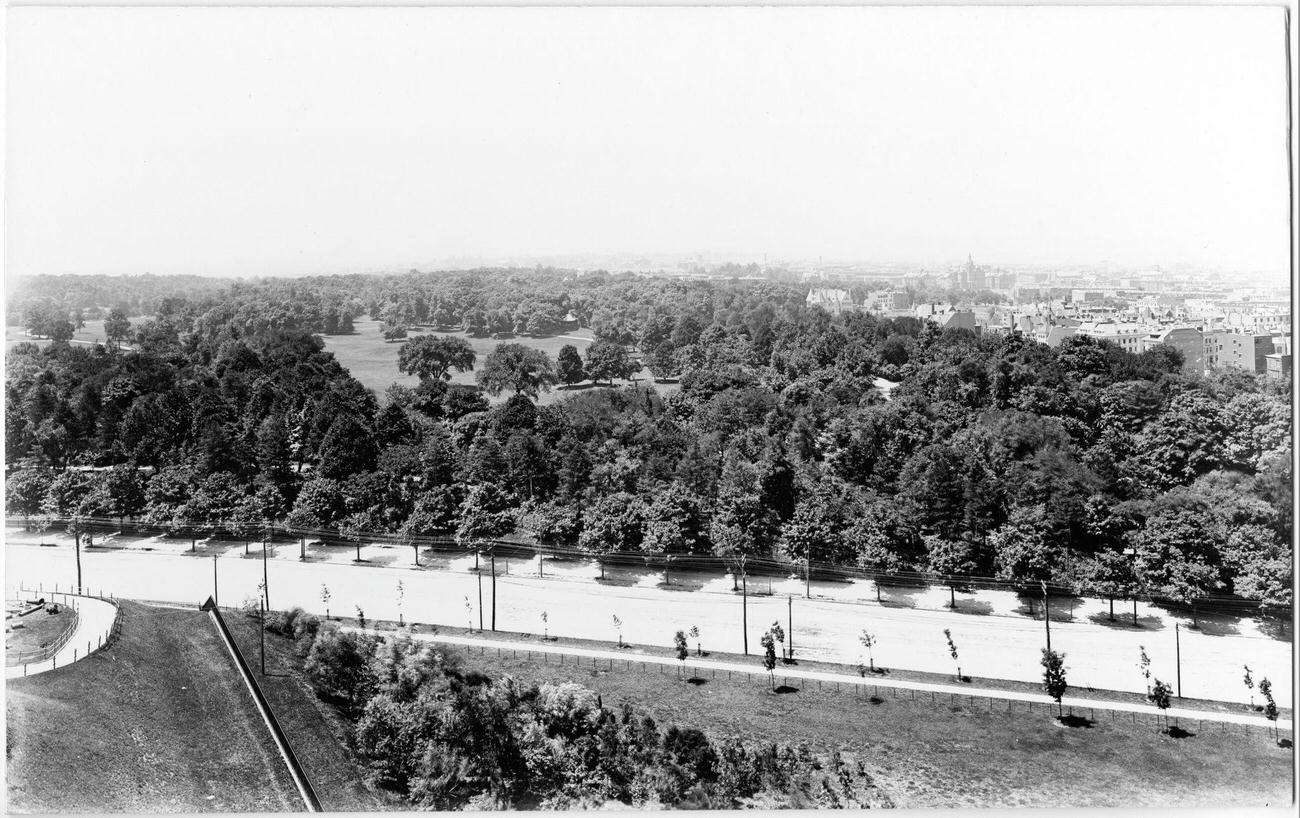 High-Angle View Of Prospect Park From Mount Prospect Reservoir Over Flatbush Avenue, Brooklyn, 1895