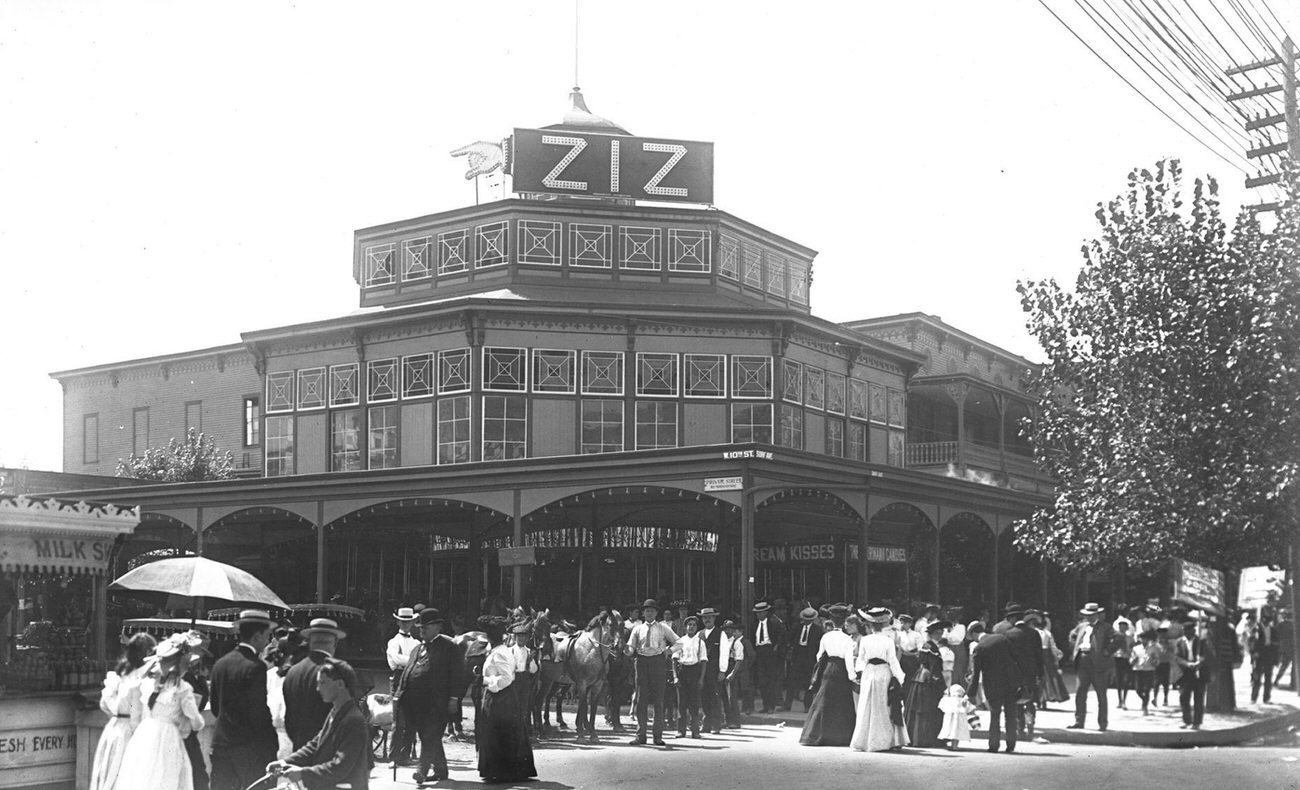 Feltman'S And Ziz Roller Coaster Sign At Corner Of W 10Th &Amp;Amp; Surf Avenue, Brooklyn, Late 1890S.