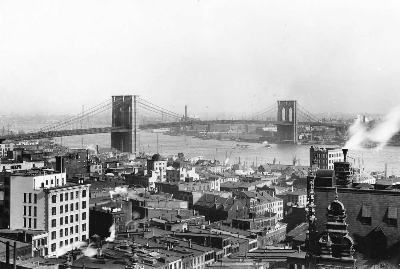 Brooklyn Bridge View From The Southwest, Brooklyn, 1895.