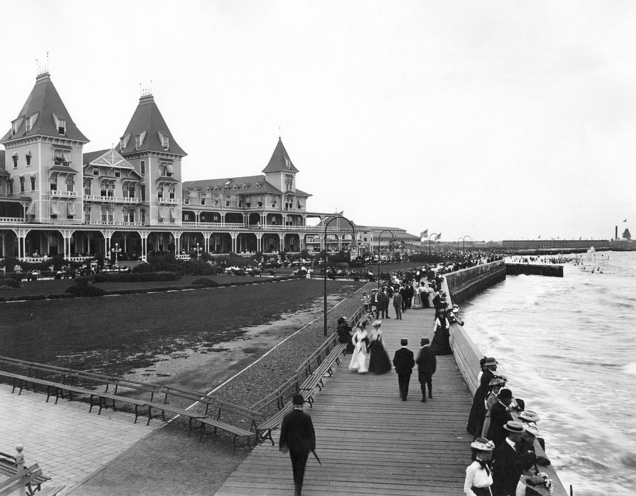 Brighton Beach Hotel And Boardwalk, Brooklyn, 1895.