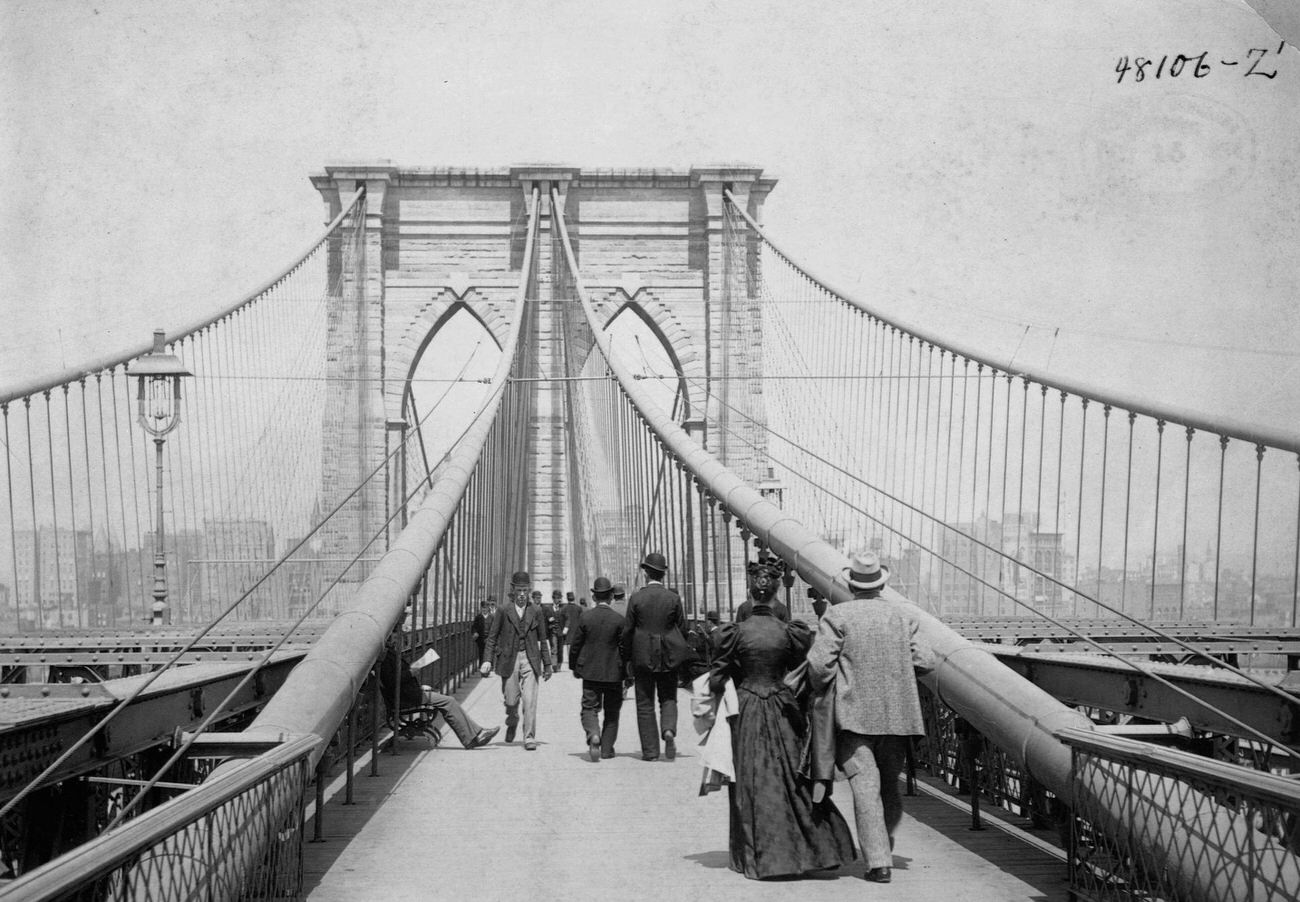Walkway On Brooklyn Bridge, Brooklyn, 1894