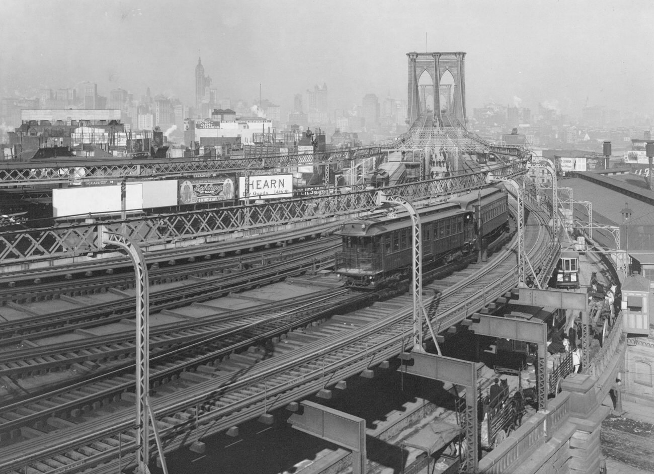 Elevated Train Approach To Brooklyn Bridge, Brooklyn, 1895