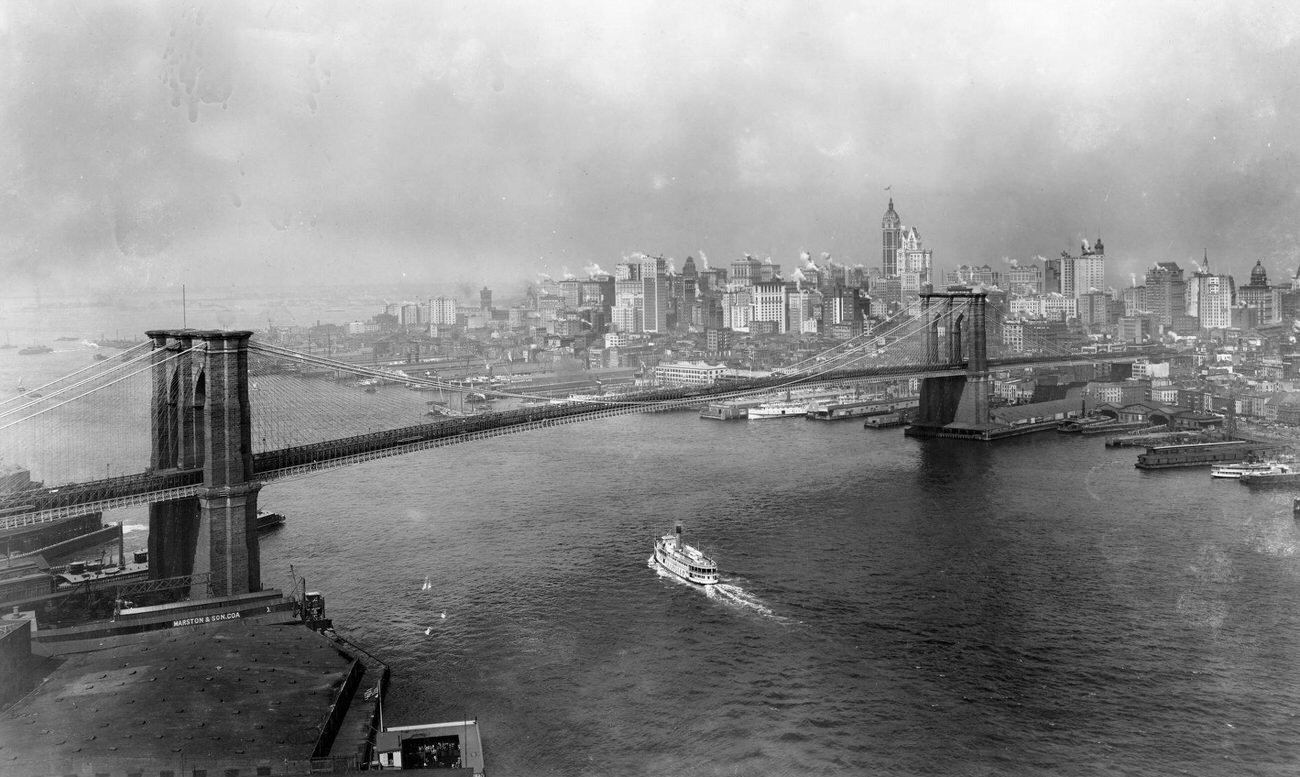 Brooklyn Bridge And Lower Manhattan From Manhattan Bridge Tower, Brooklyn, 1895