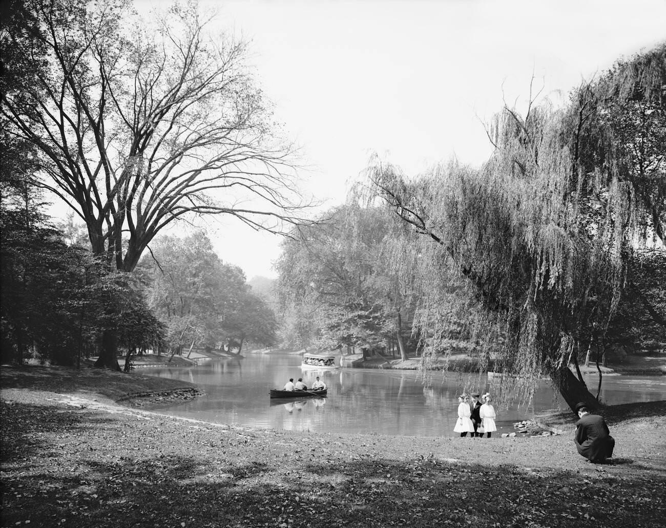 Boaters Enjoying A Day On Lake In Prospect Park, Brooklyn, 1910.