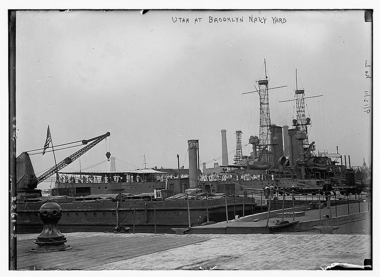 Utah Ship At Brooklyn Navy Yard, Brooklyn.