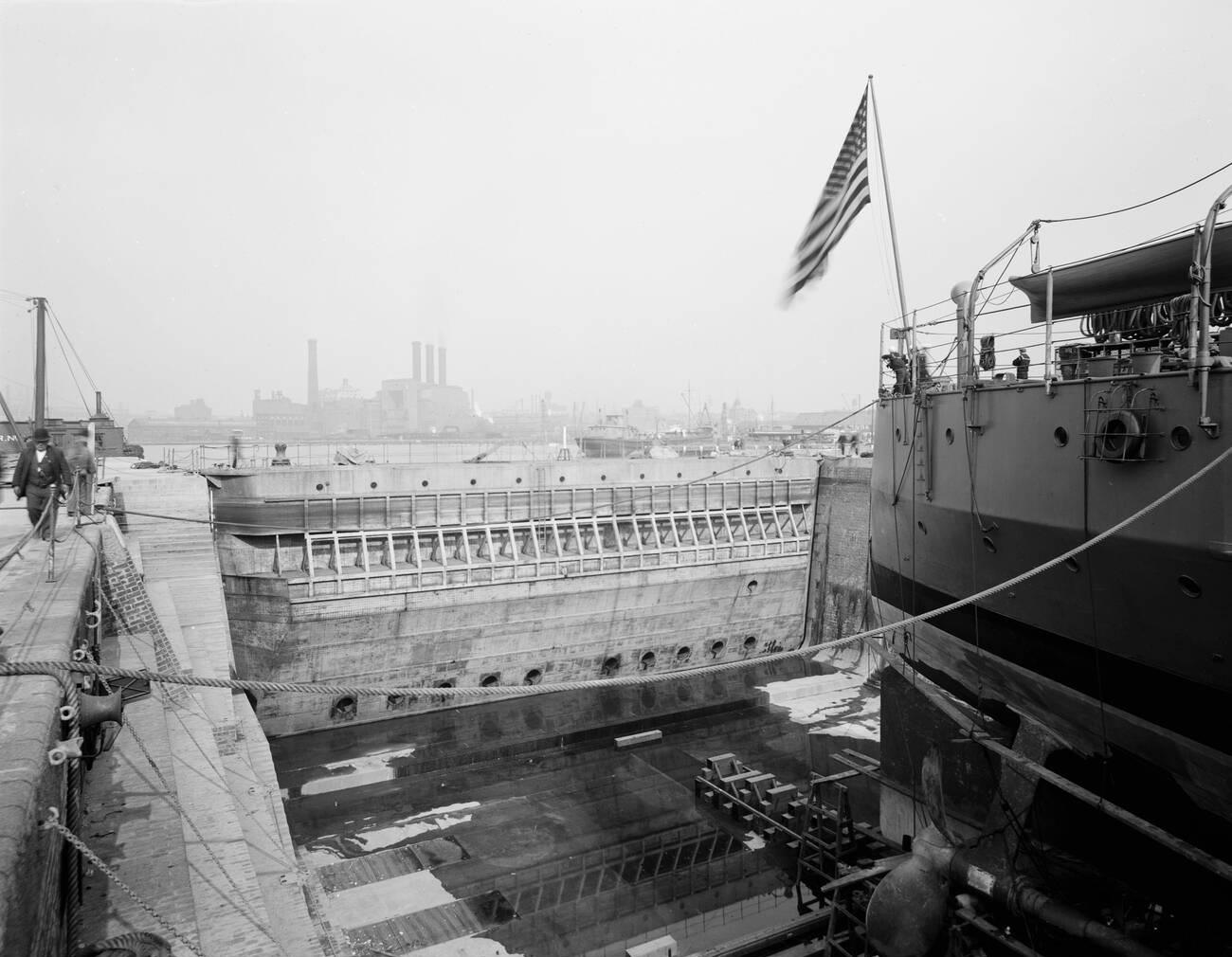 Gate At Dock No. 4, Brooklyn Navy Yard, Brooklyn, 1920.