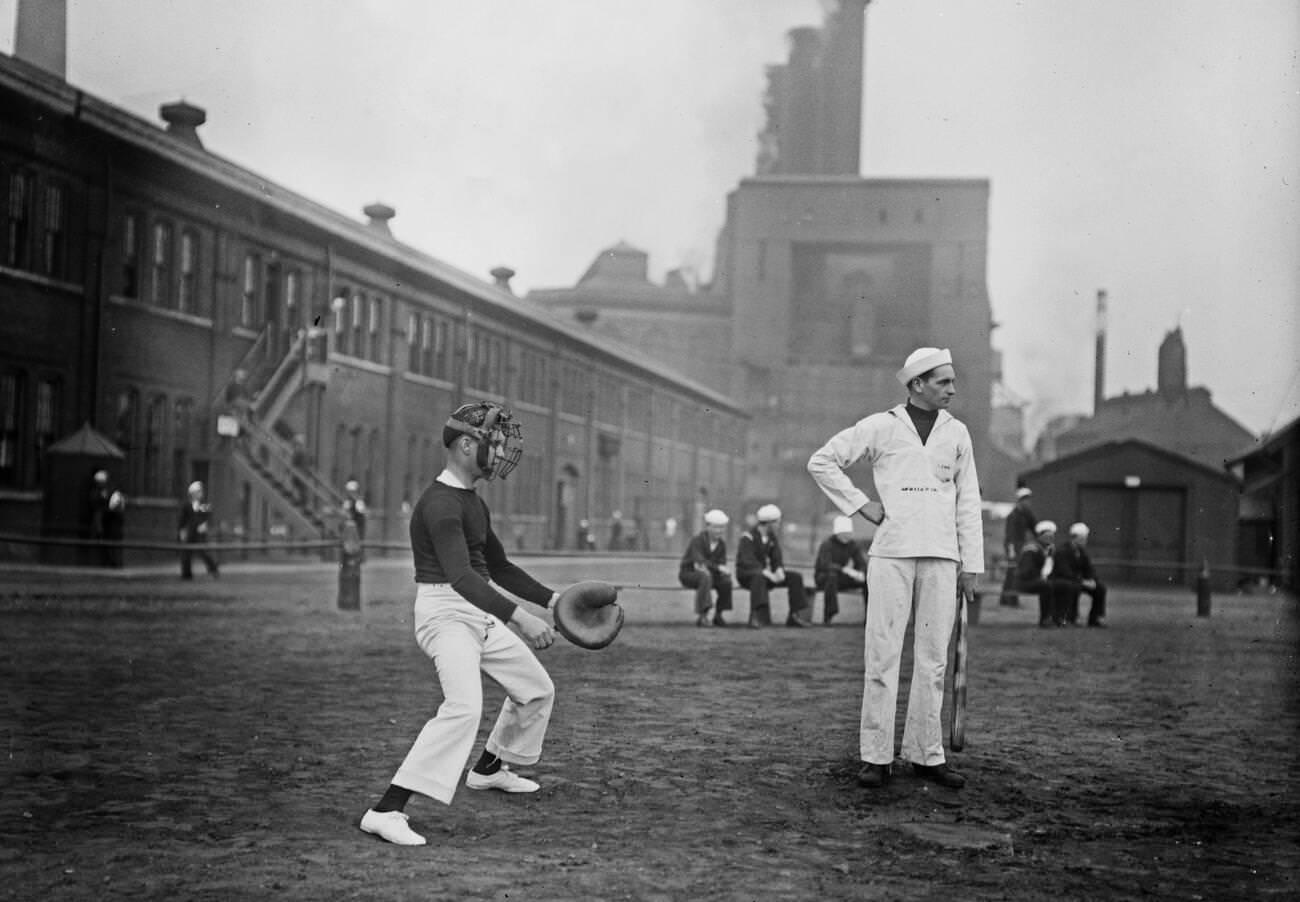 Sailors Enjoying Leisure Time At Brooklyn Navy Yard, Brooklyn, 1914.