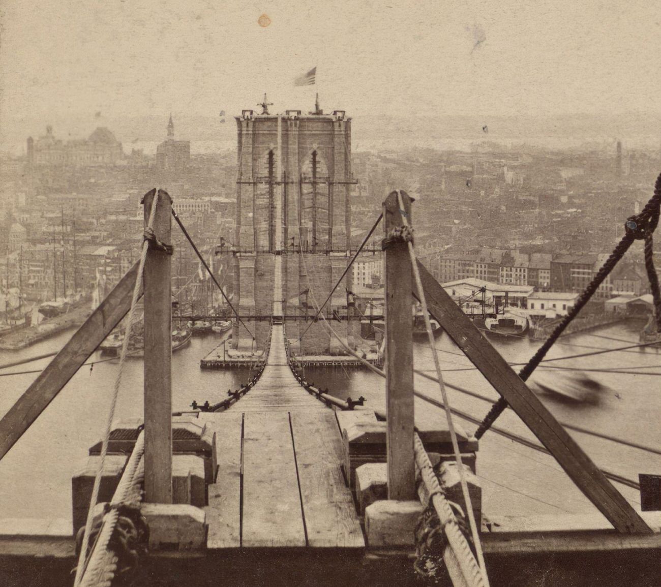 New York Tower Of East River Bridge, Also Known As Brooklyn Bridge, 1910