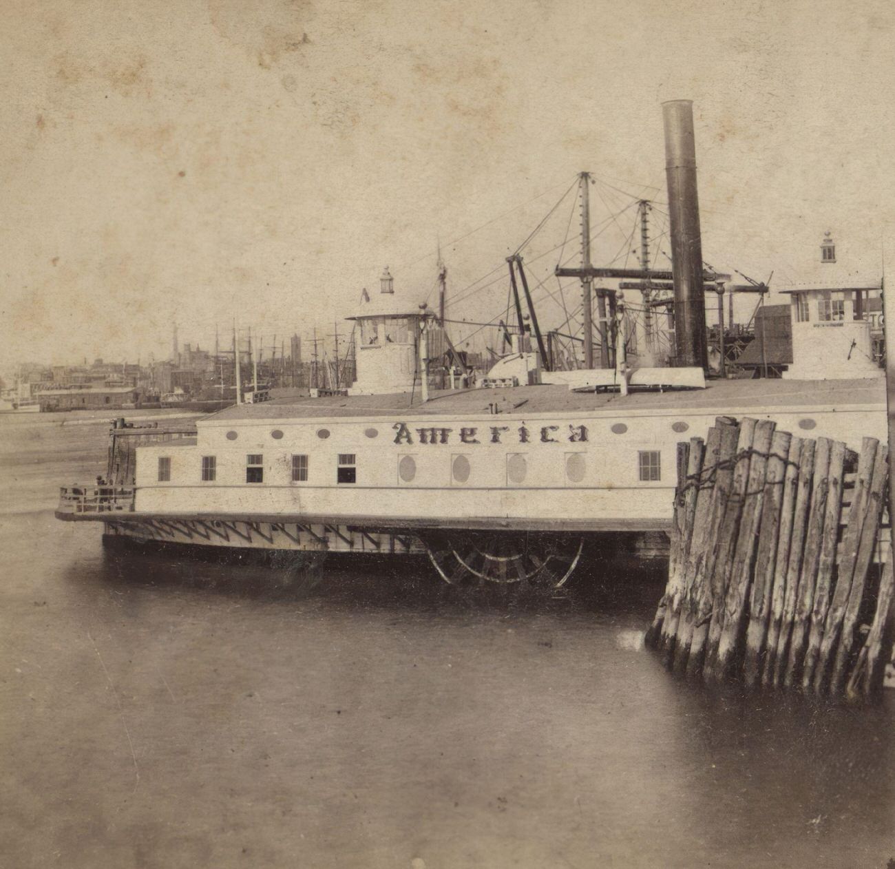 America Steamer Docked In Brooklyn Heights, 1910