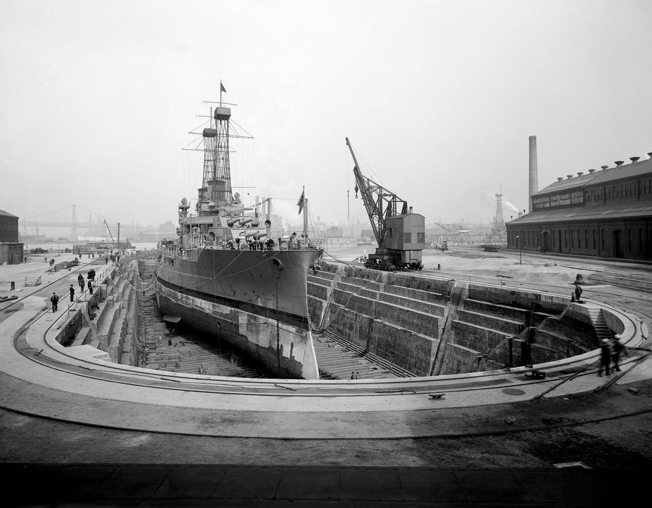 Dry Dock No. 4 At Brooklyn Navy Yard, Circa 1915