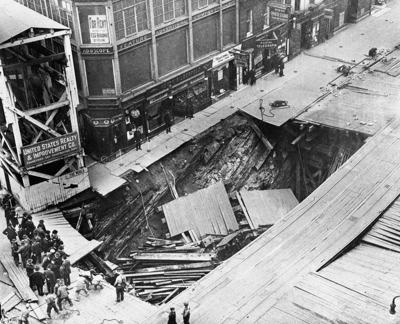 4Th Avenue Subway Construction Collapse In Brooklyn, September 1915