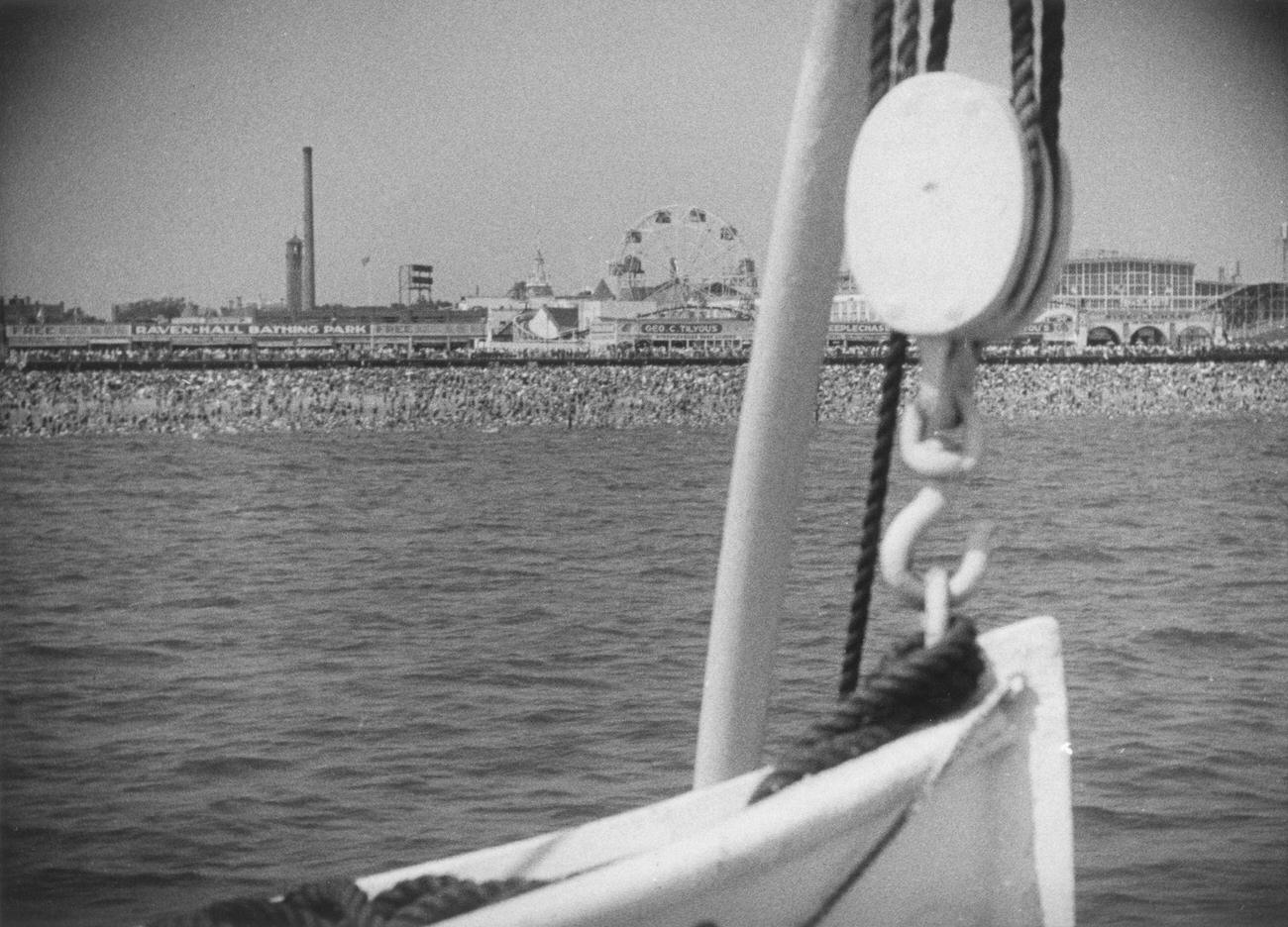 View Of Coney Island Beach From Boat, 1928