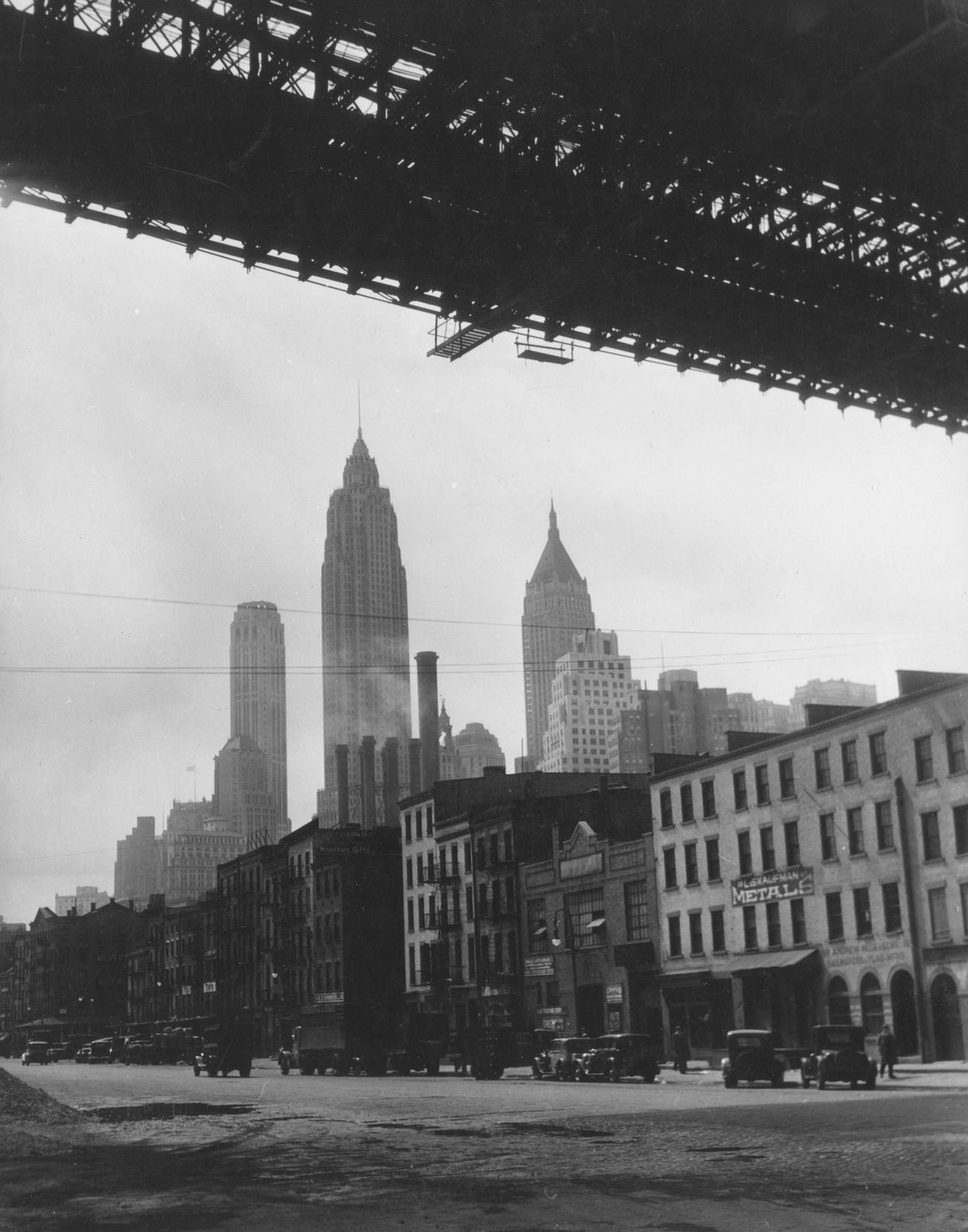 South Street Looking Southwest Under Brooklyn Bridge, 1929