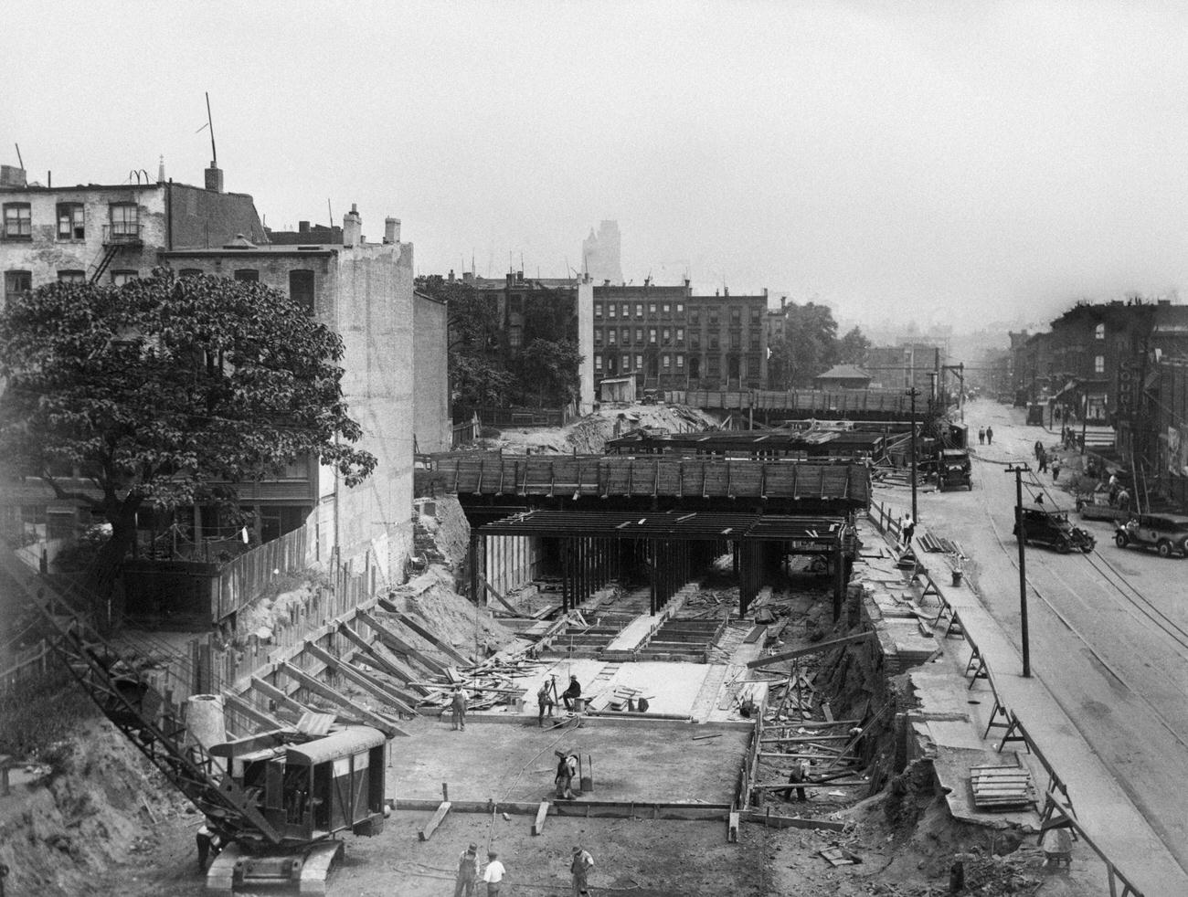 Construction Of Subway At Smith And 4Th Place, Brooklyn, 1929