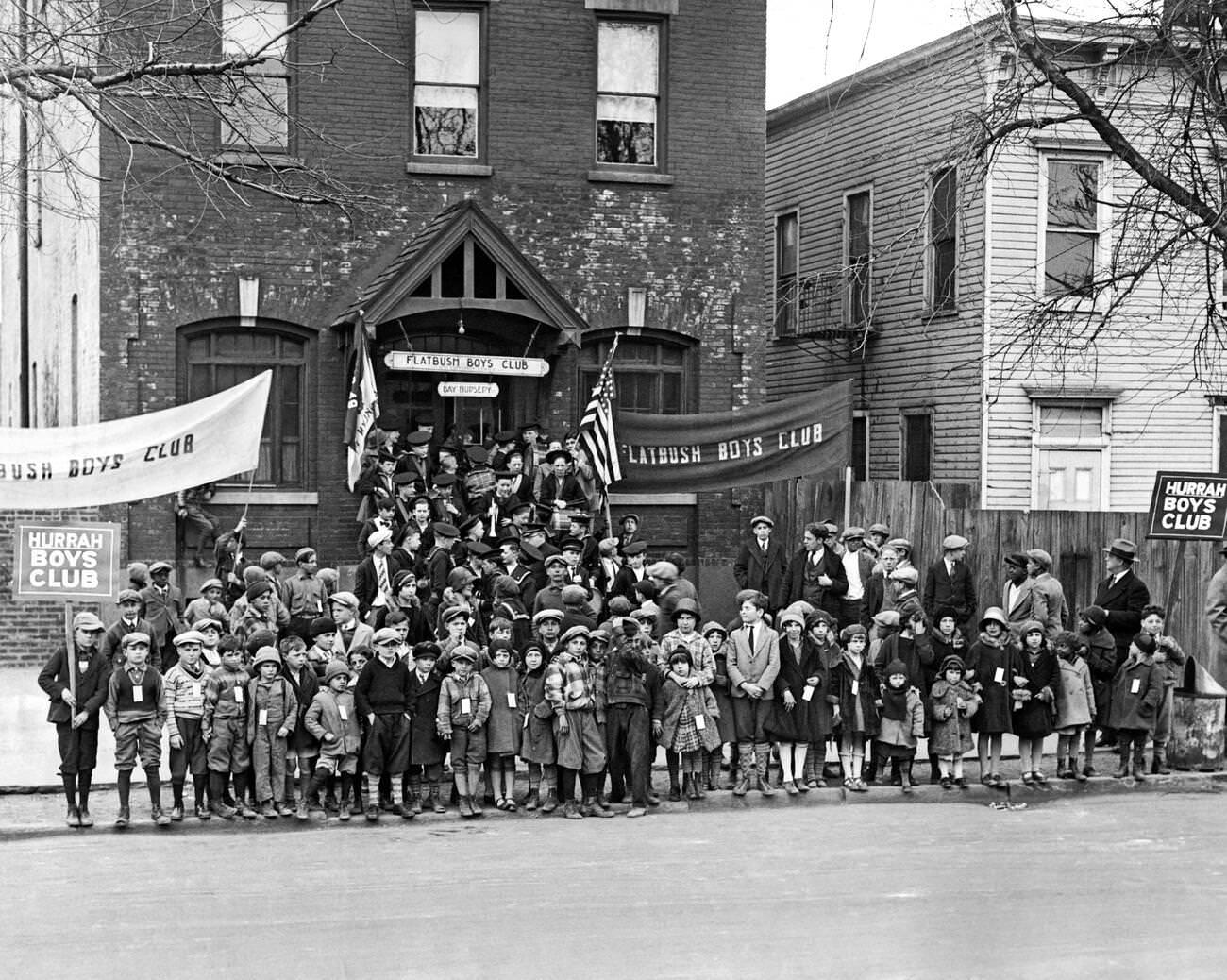 Members Of The Flatbush Boys Club Posing In Brooklyn, Circa 1927