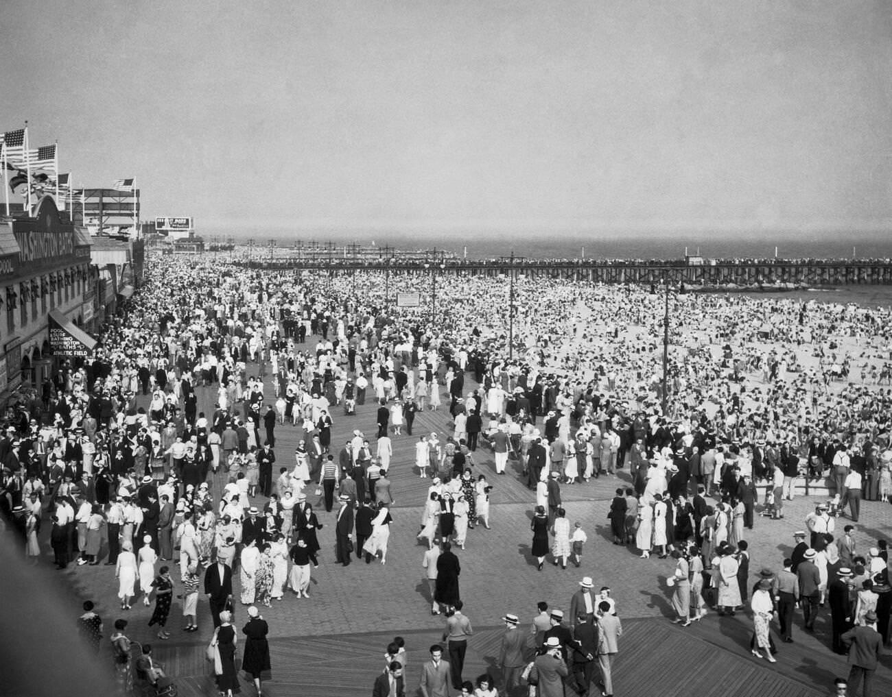 Crowds On Coney Island Boardwalk On A Summer Day, Brooklyn, Circa 1925