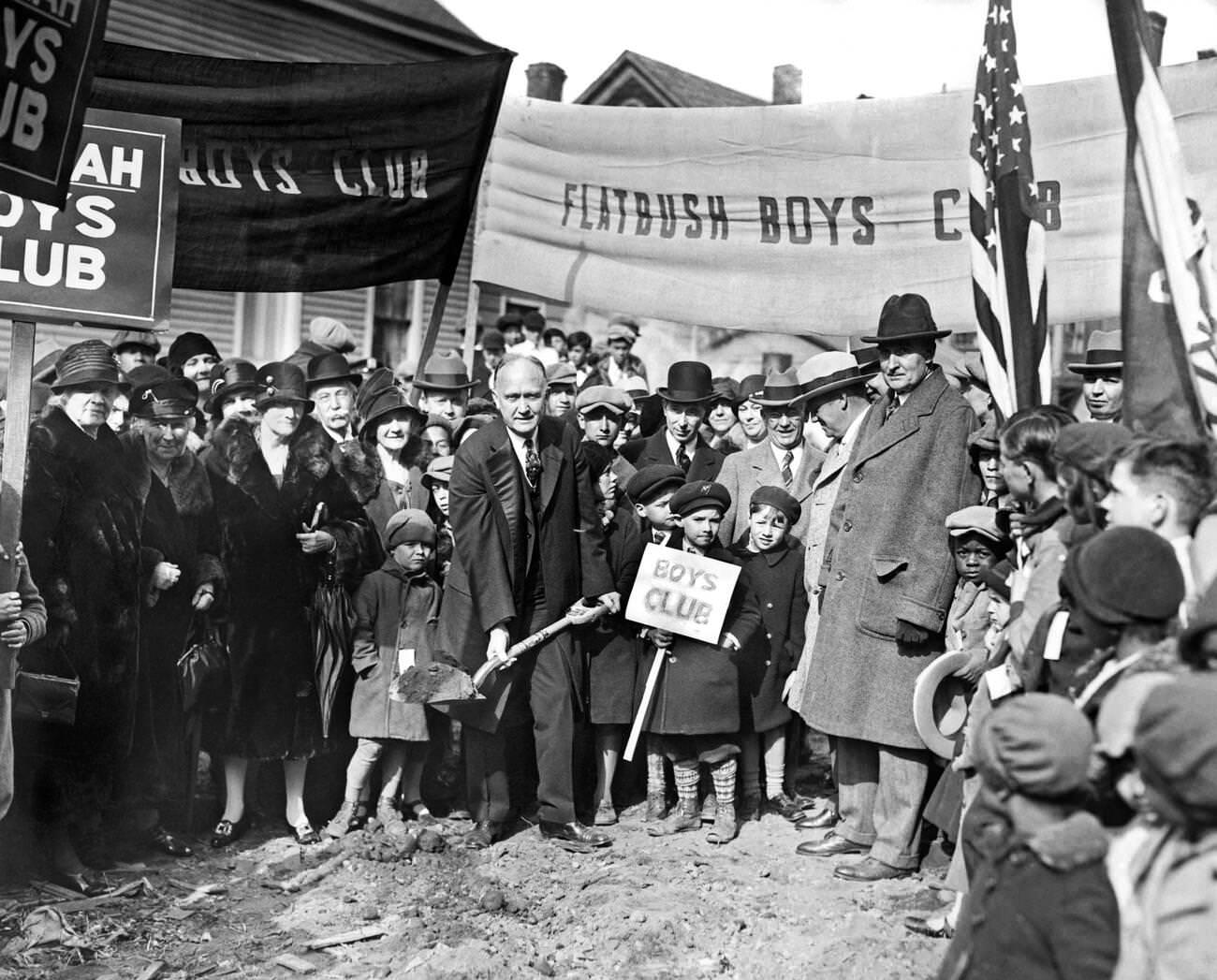 Groundbreaking Ceremony For New Flatbush Boys' Club, Brooklyn, Circa 1927