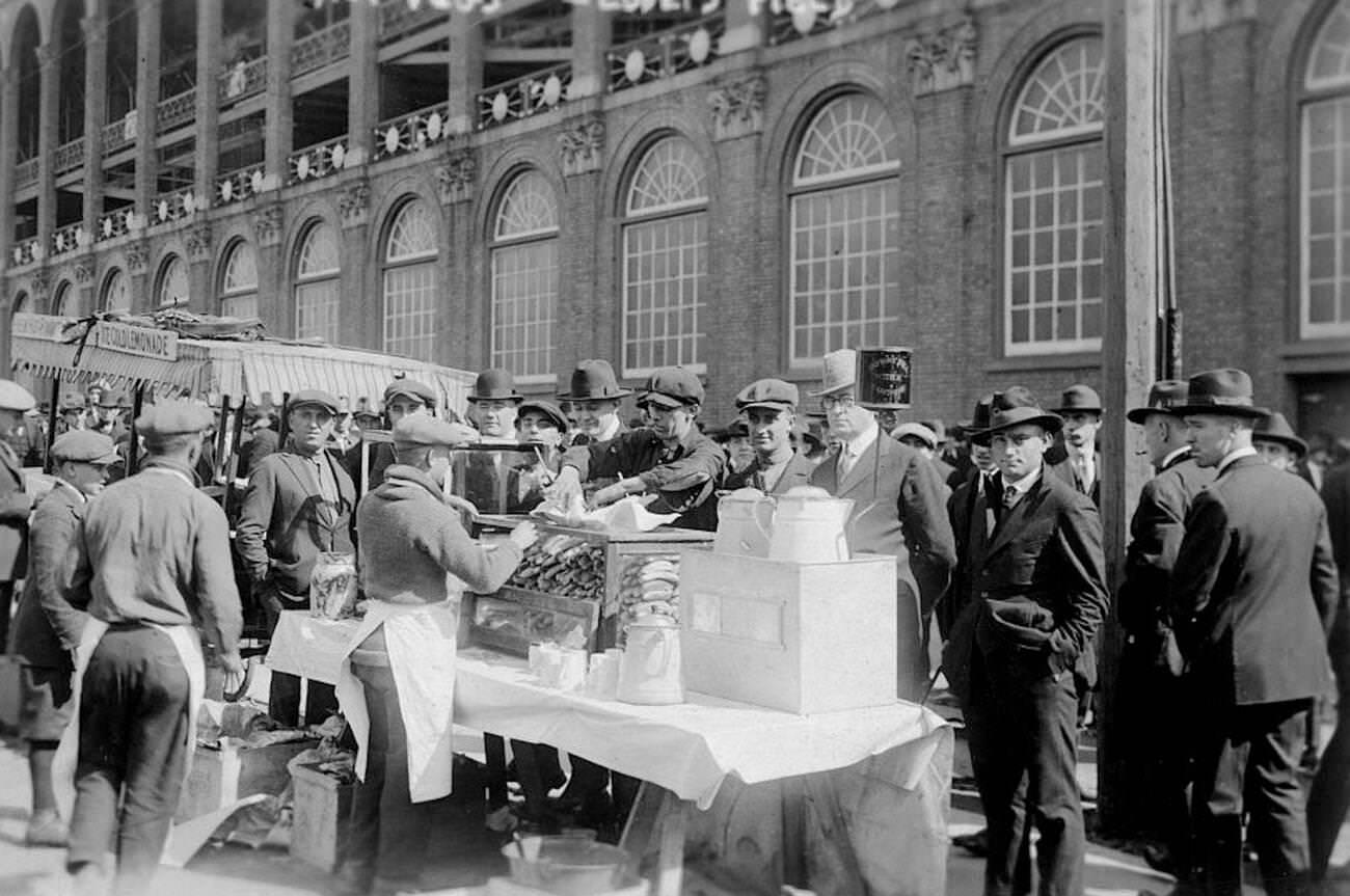 Buying Hot Dogs At Ebbets Field, Brooklyn, October 6, 1920