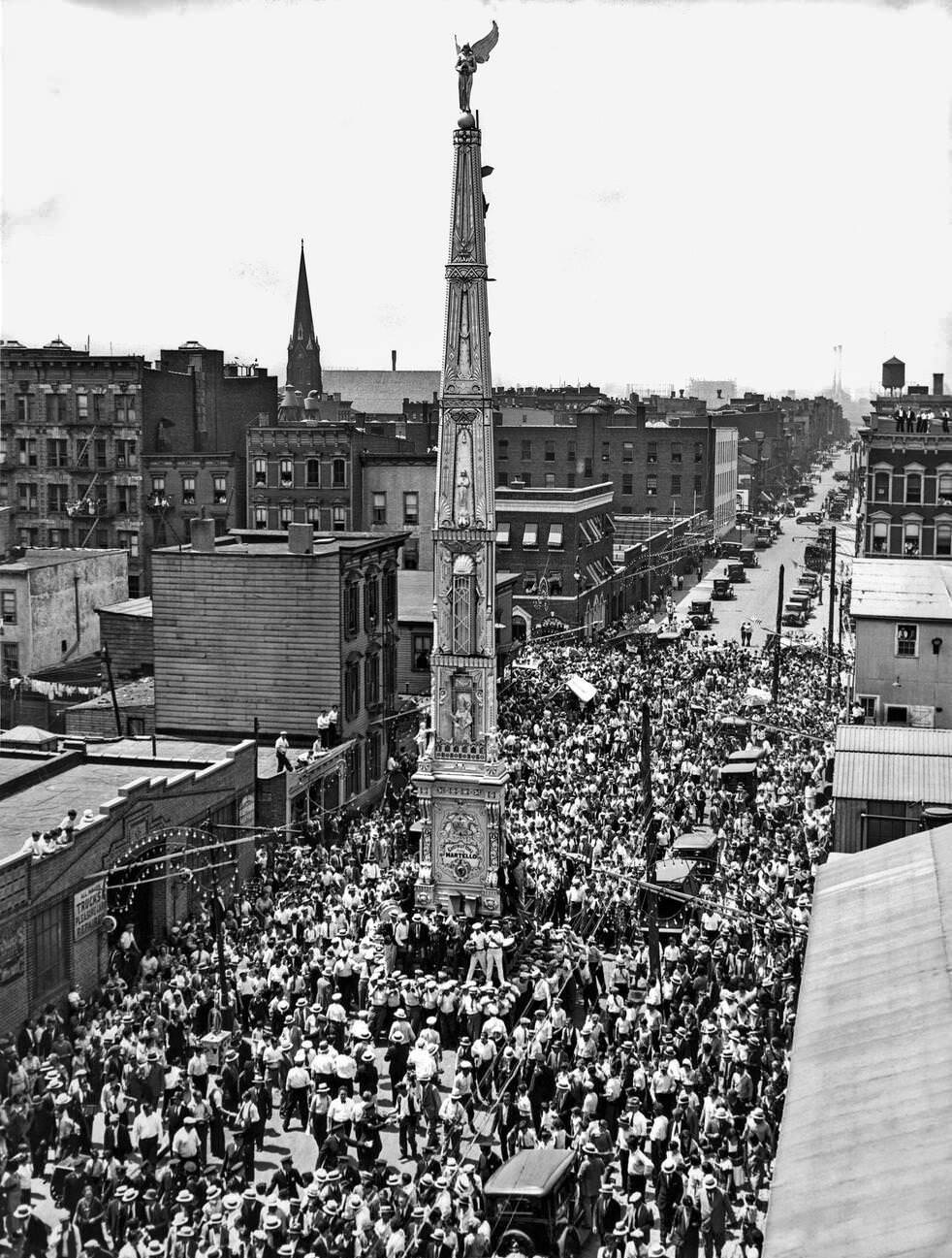 Festival Of St. Paulino With 110-Foot Skyscraper Procession, Brooklyn, Circa 1927