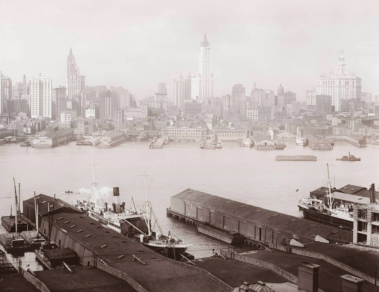 Vintage Photo Of New York Skyline From Brooklyn, Between 1900 And 1920