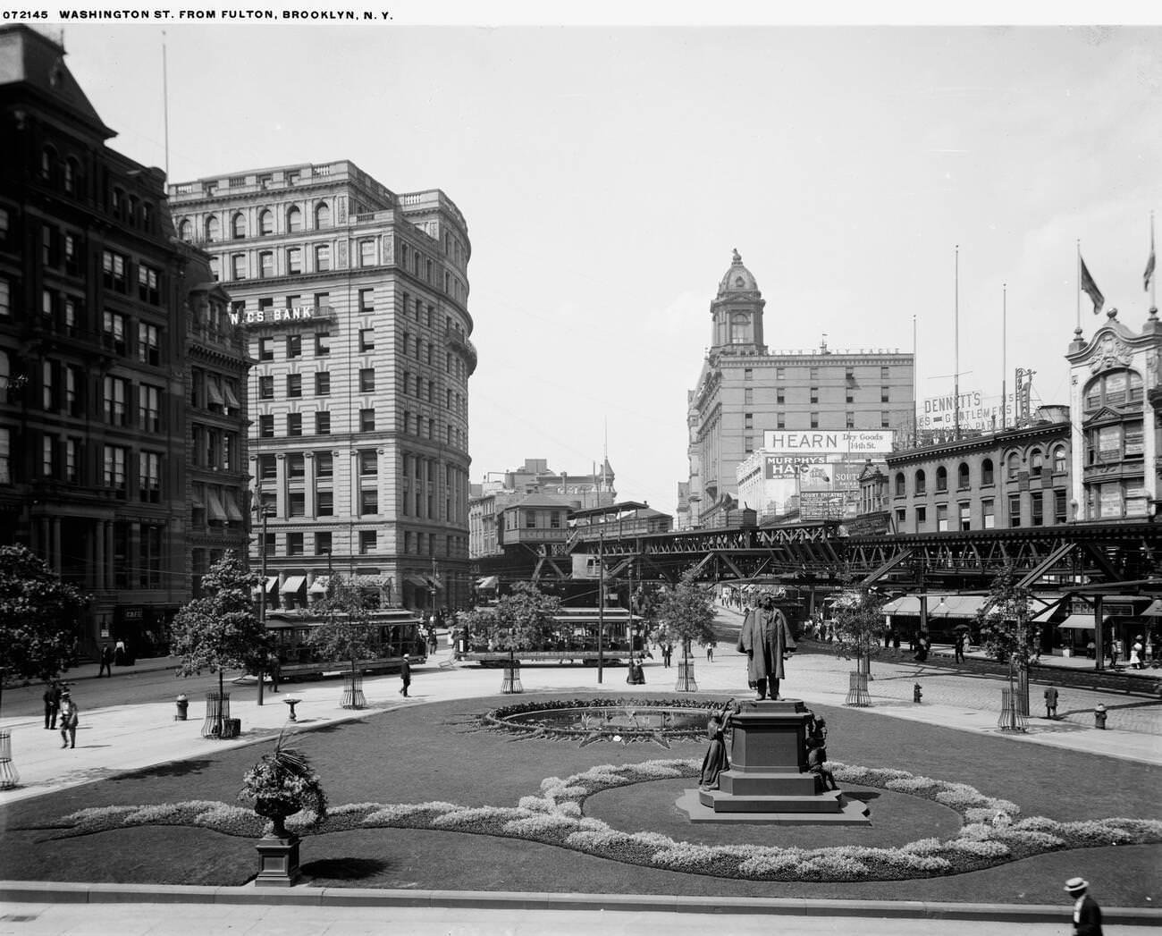 Washington St. From Fulton, Brooklyn, 1900-1920.