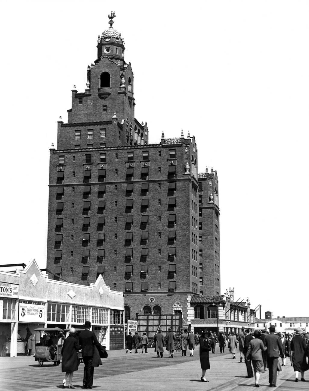 People On The Boardwalk In Front Of The New Half Moon Hotel At Coney Island, Brooklyn, May 2, 1927.