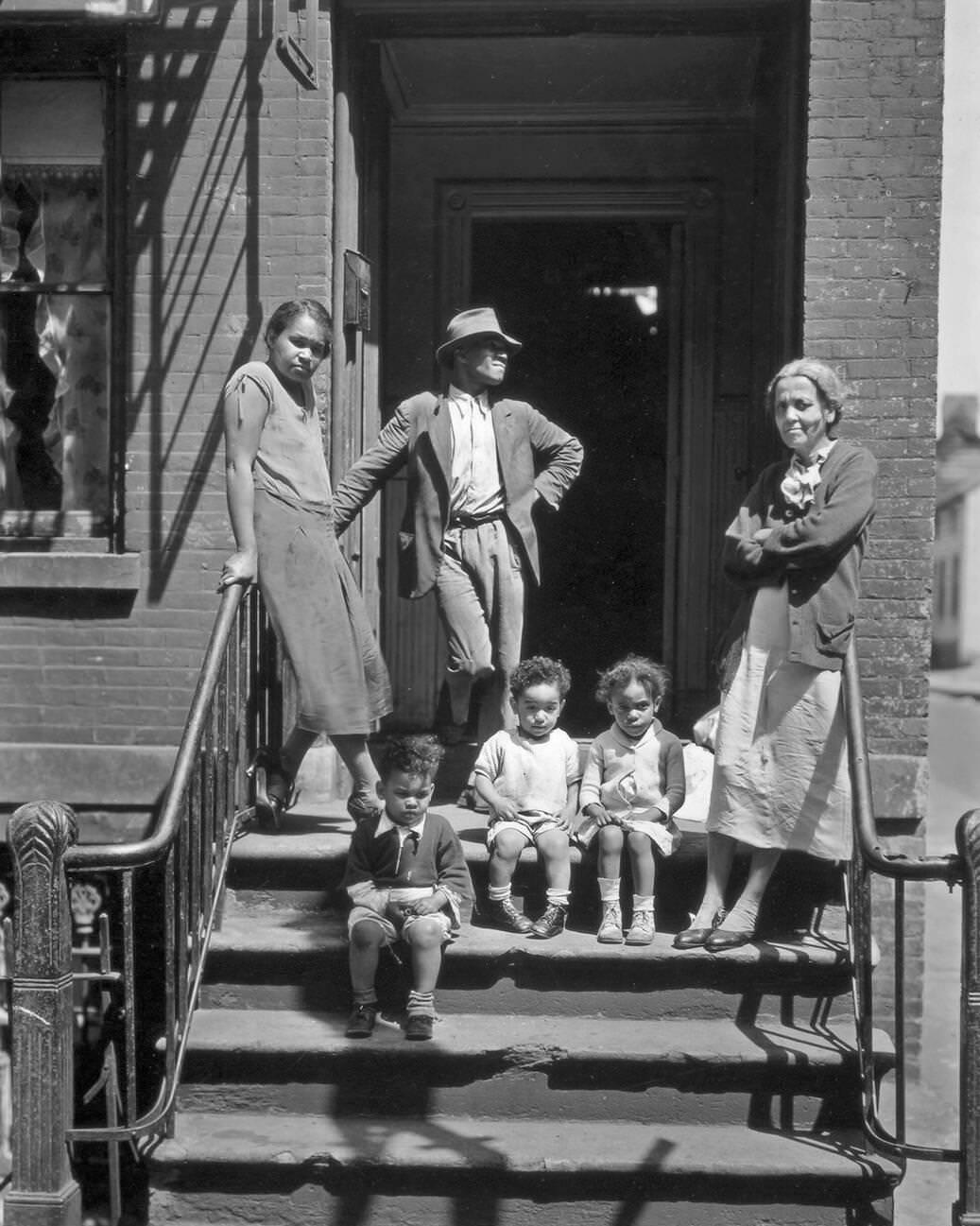 Three Generations On Jay Street Stoop, Brooklyn, 1936