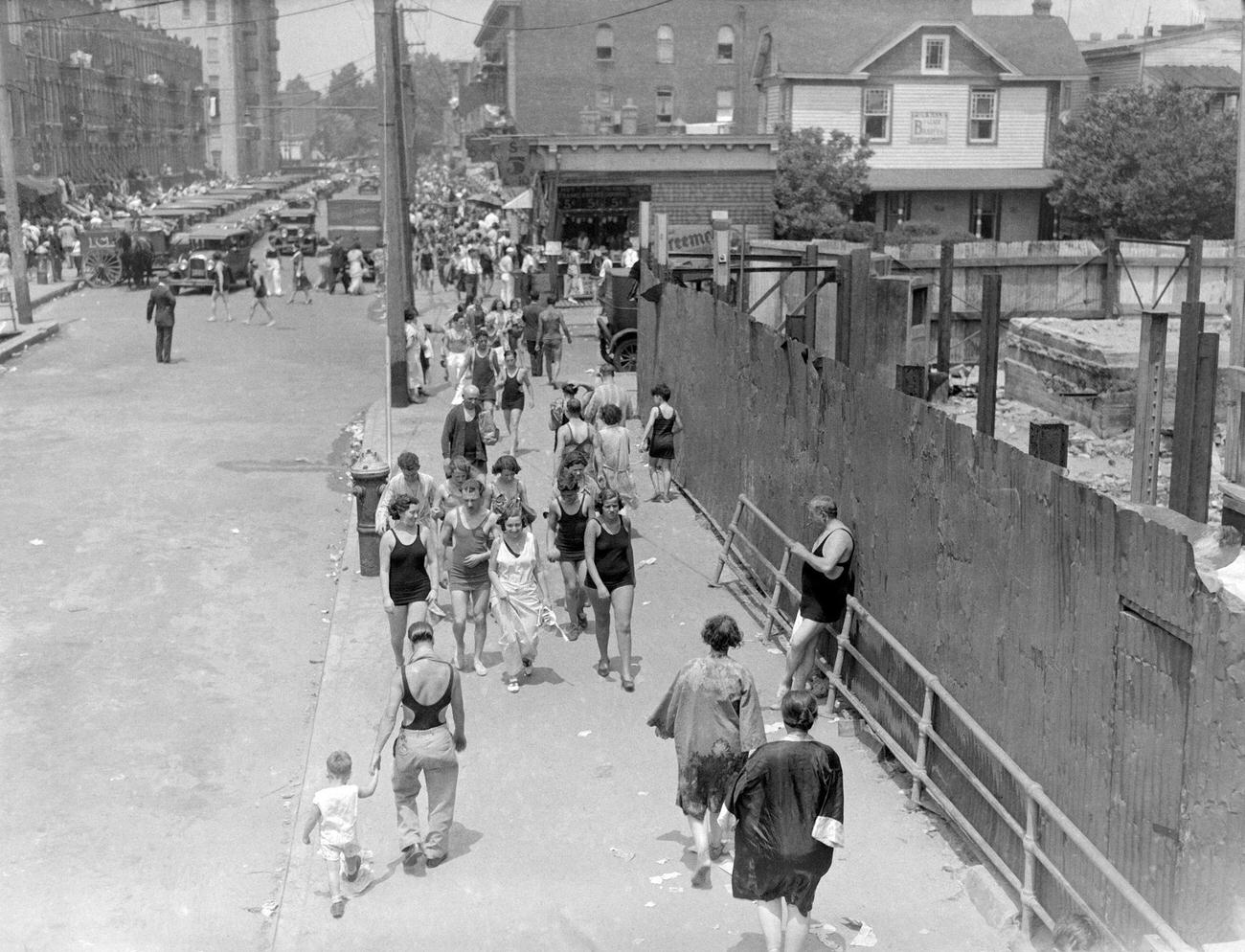 Crowd Of Swimmers At Coney Island, 1931