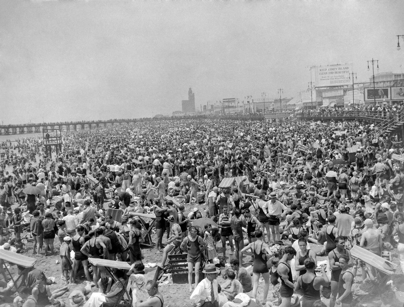 Crowd Of Swimmers At Coney Island, 1931