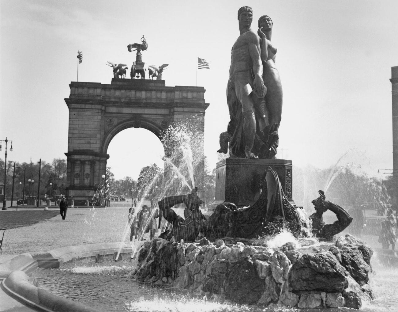 Bailey Fountain In Grand Army Plaza, Brooklyn, May 13, 1932