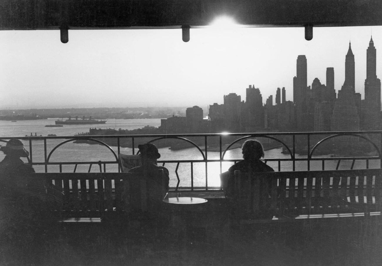 View Of Manhattan Skyline From Hotel St George Roof Terrace, Brooklyn, Circa 1933