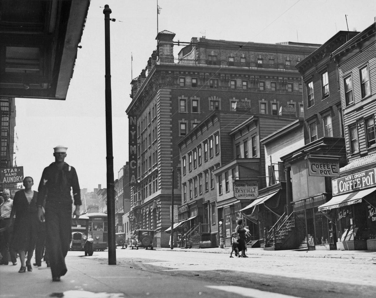 Sands Street Navy Ymca View From Gold Street, Brooklyn, Circa 1935