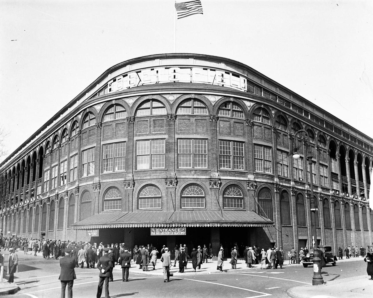 Entrance View Of Ebbets Field Baseball Stadium, Brooklyn, 1930S