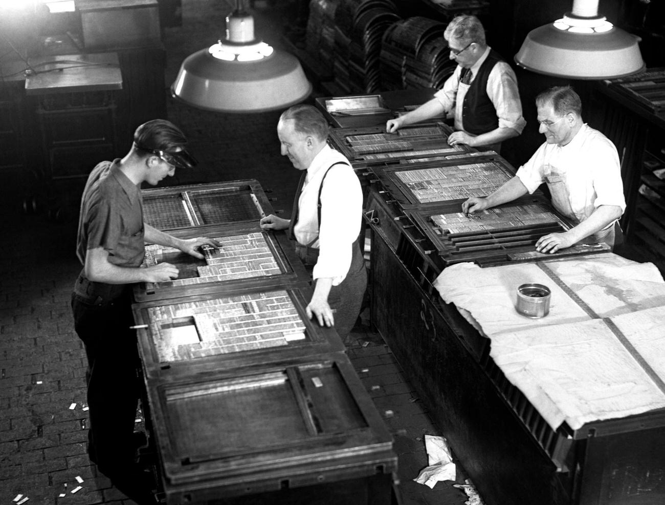Editors Of The Brooklyn Eagle Newspaper Working On Graphics, Brooklyn, Circa 1936.