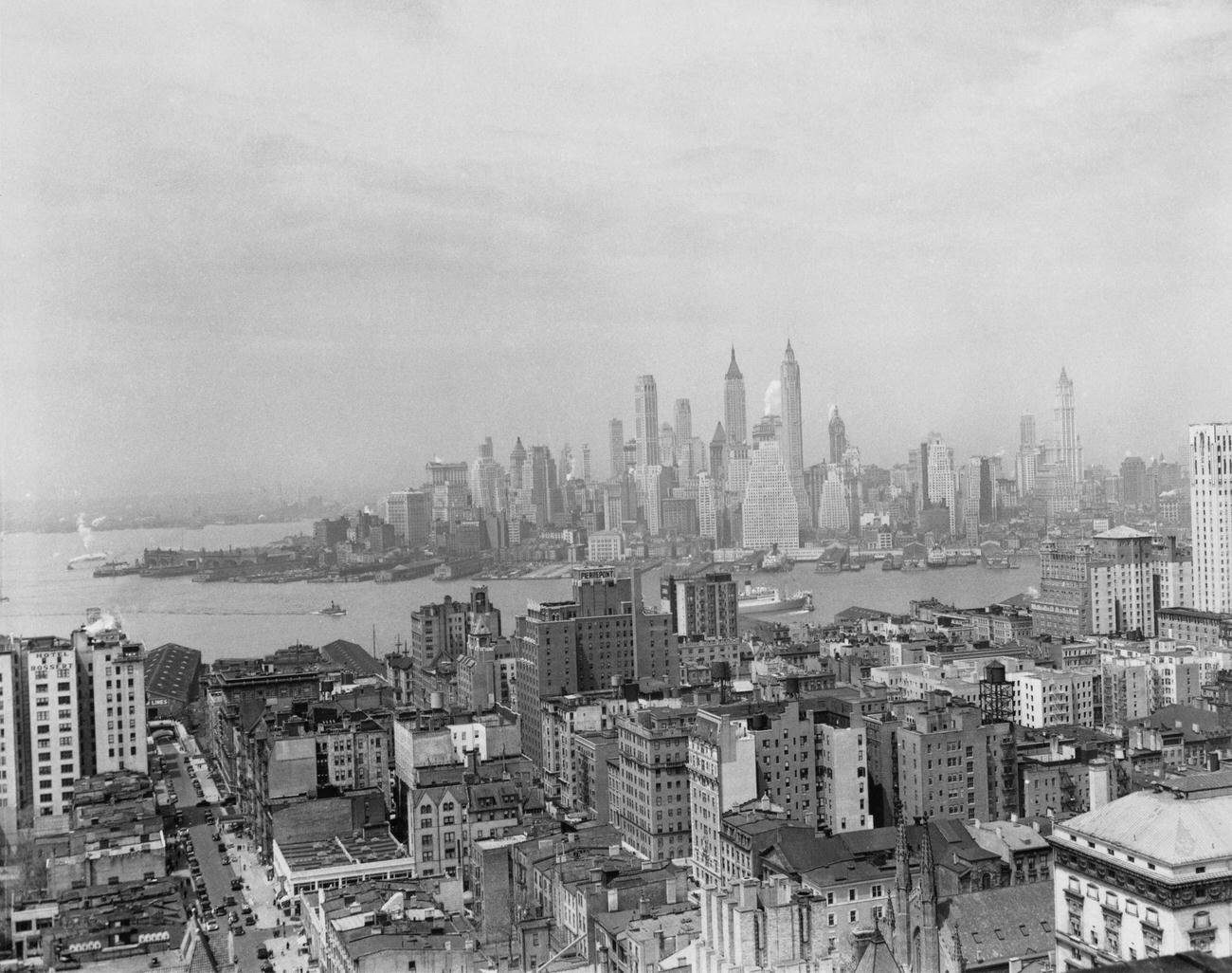 View Towards Manhattan From Rooftops In Brooklyn, 8Th May 1936.