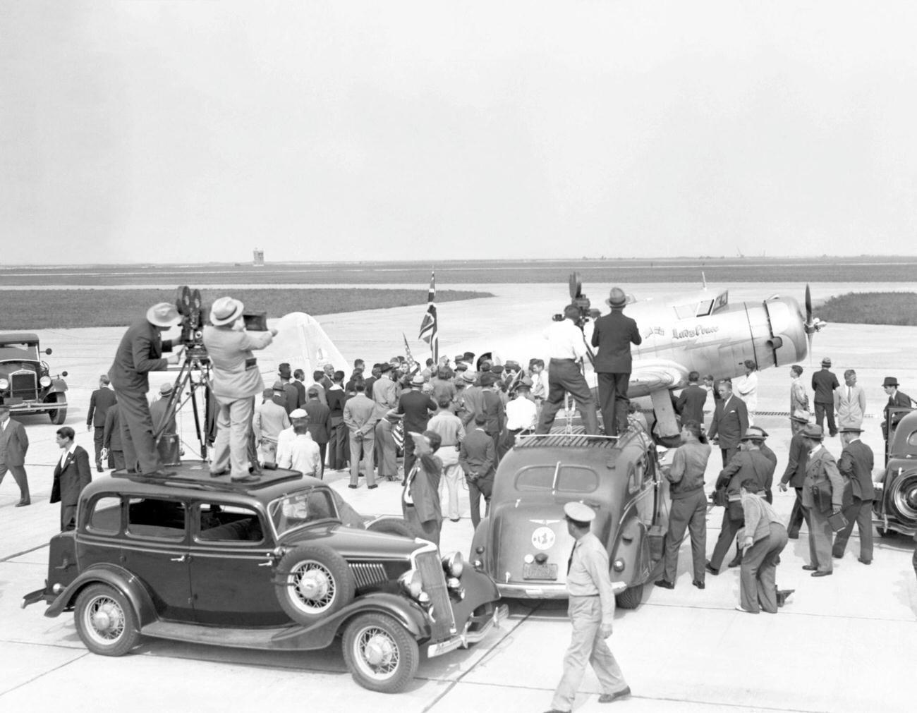 Dick Merrill And Harry Richman Prepare For Transatlantic Flight From Floyd Bennett Field, Brooklyn, 2Nd September 1936.