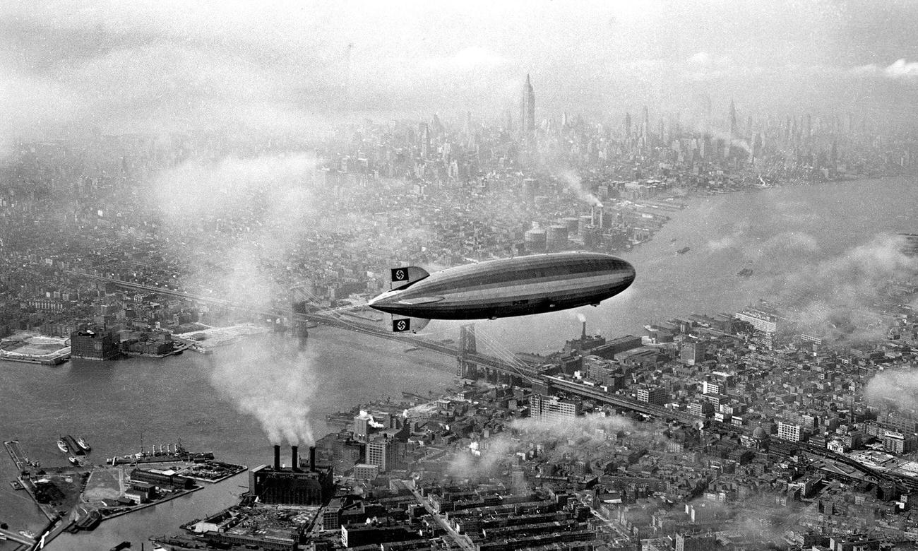 The Hindenburg Floats Down Brooklyn Moments Before Its Disastrous Explosion, Date Unknown.
