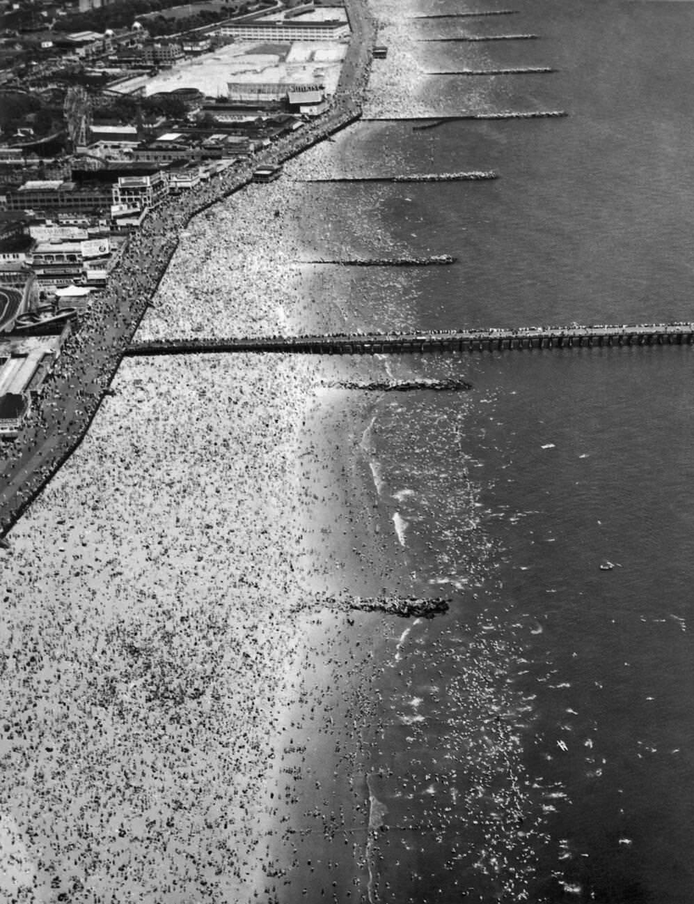 Aerial View Of Crowds At Coney Island In Brooklyn, 4Th July 1936.