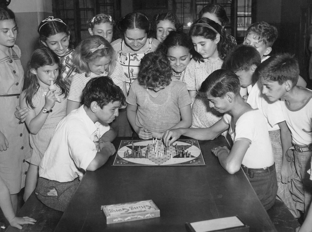 Children Playing Khing Cong Board Game At Vacation Playground 189, Brooklyn, 1933