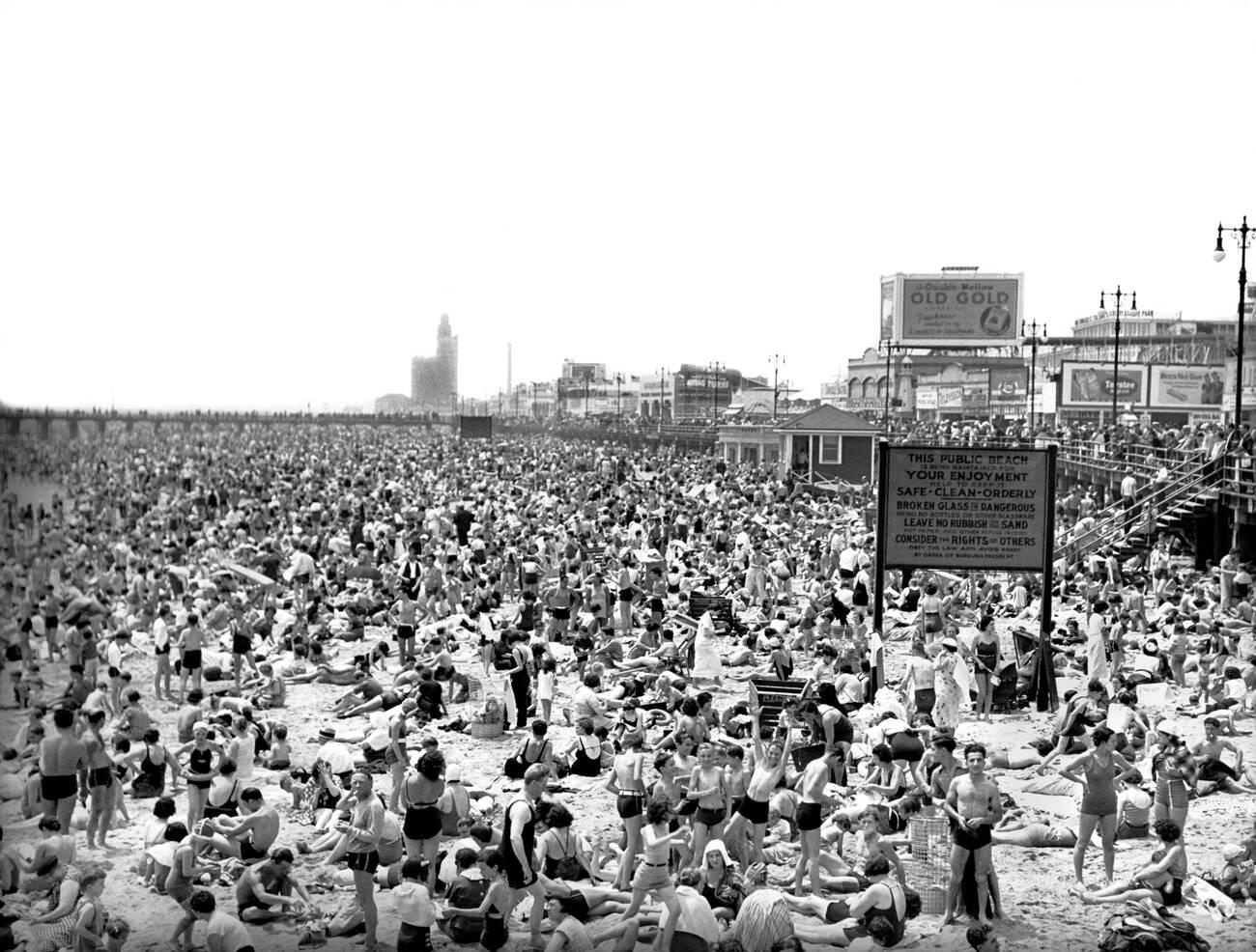 Summer Day At Coney Island Beach, Brooklyn, 1936