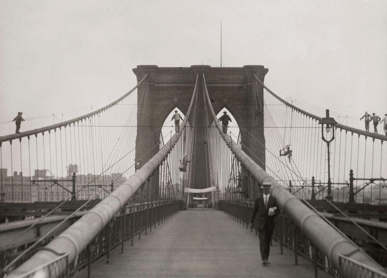 Painters Starting Work On Brooklyn Bridge, Circa 1930