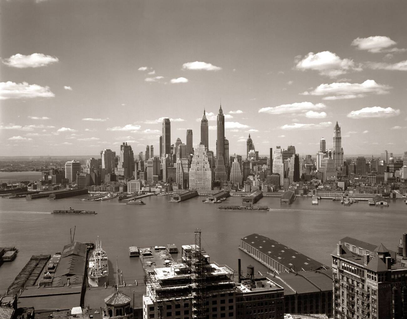 East River And Financial District View From Brooklyn, 1940S