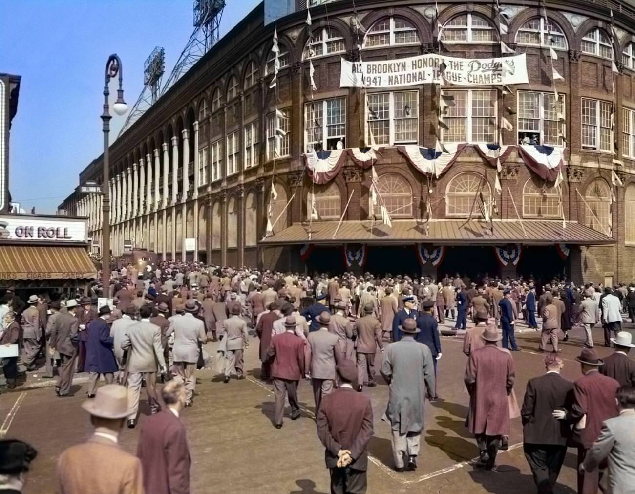 Dodger Fans At Main Entrance Of Ebbets Field, 1947