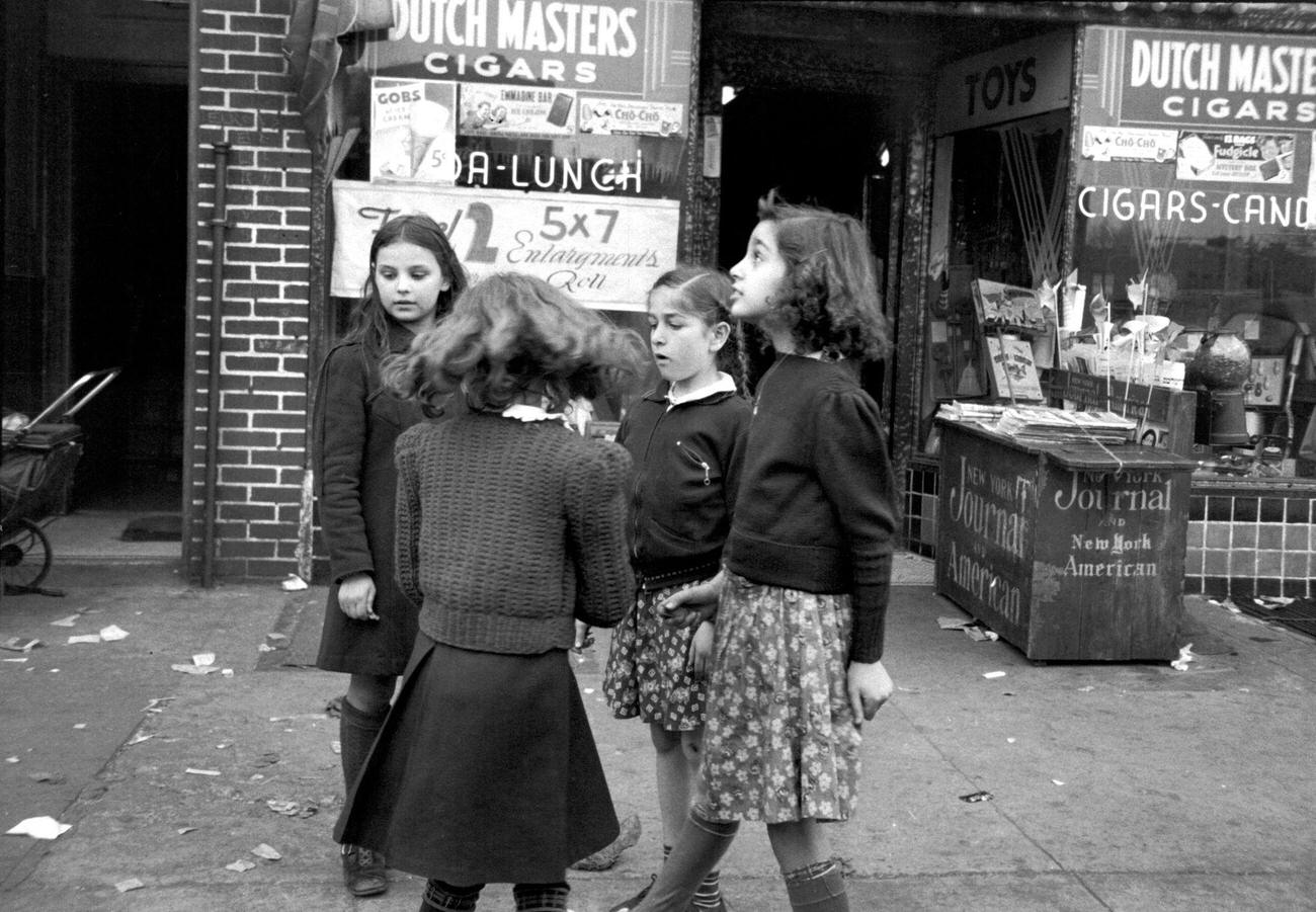 Group Of Girls In Front Of Milrod Candy Store, Brooklyn, 1940