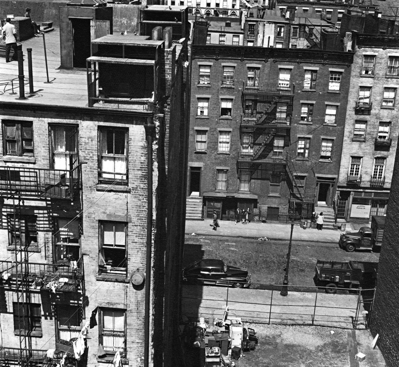 Elevated View Of Apartment Buildings And A Vacant Lot From A Brooklyn Rooftop, 1940
