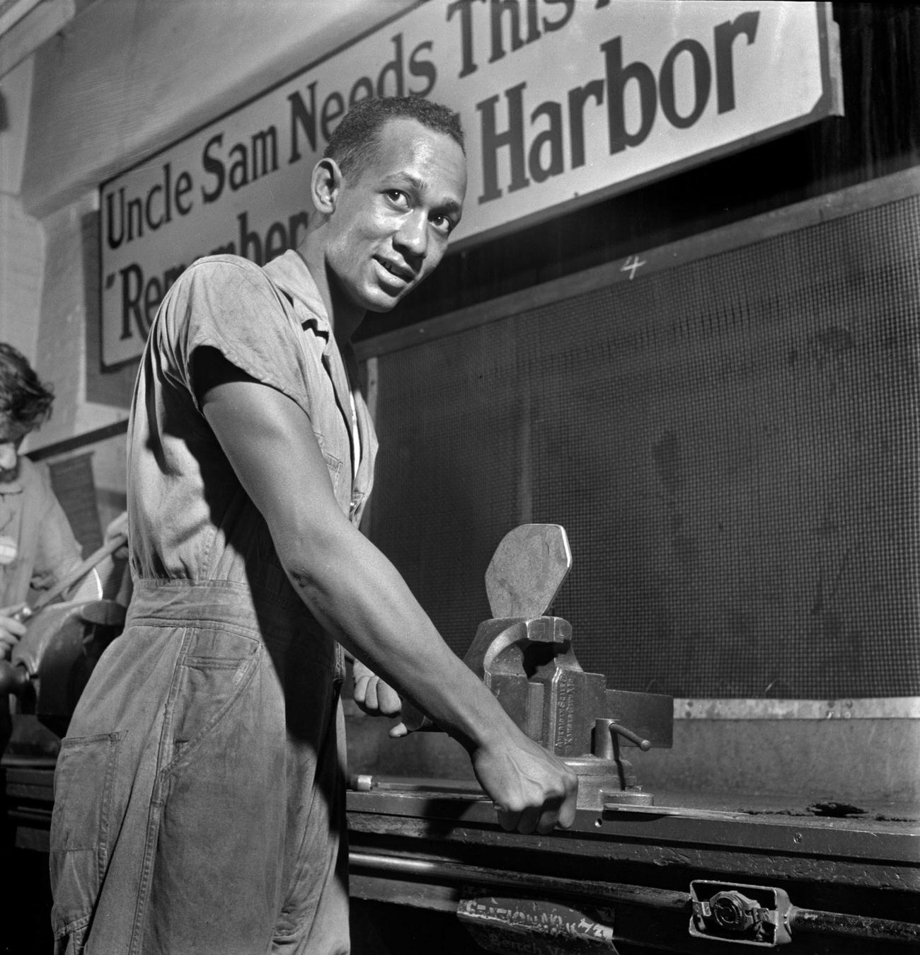Young Man Trained In Machine Shop Practice At National Youth Administration Work Center, Brooklyn, 1942